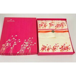 Vintage Hallmark Stationery Straw Flowers Pink White New Unused 1970s